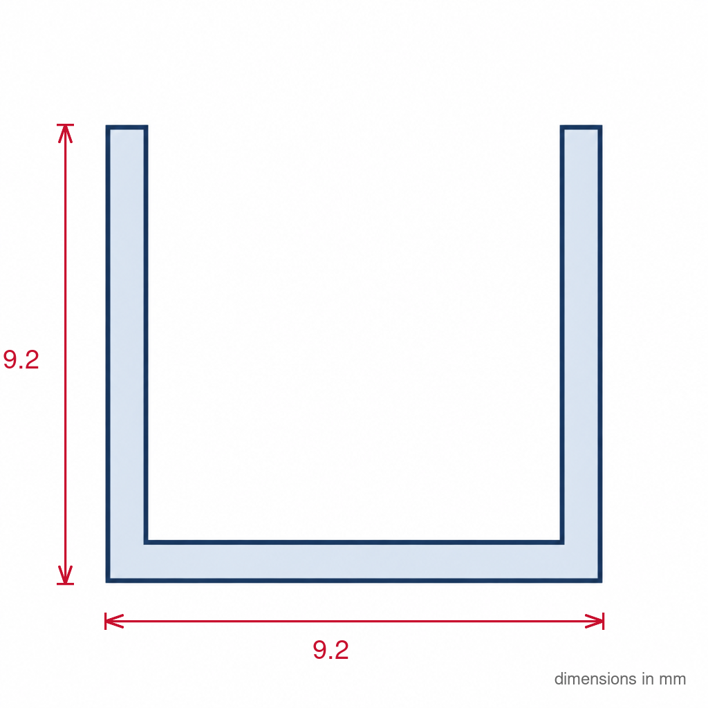 9mm Aluminium Channel - 5 x 2m Lengths