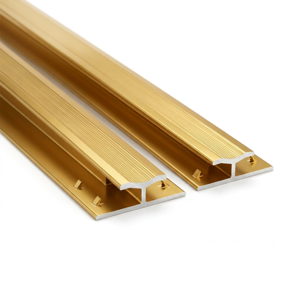 5mm Gold Aluminium Double Carpet Edge - 5 x 0.895m Lengths