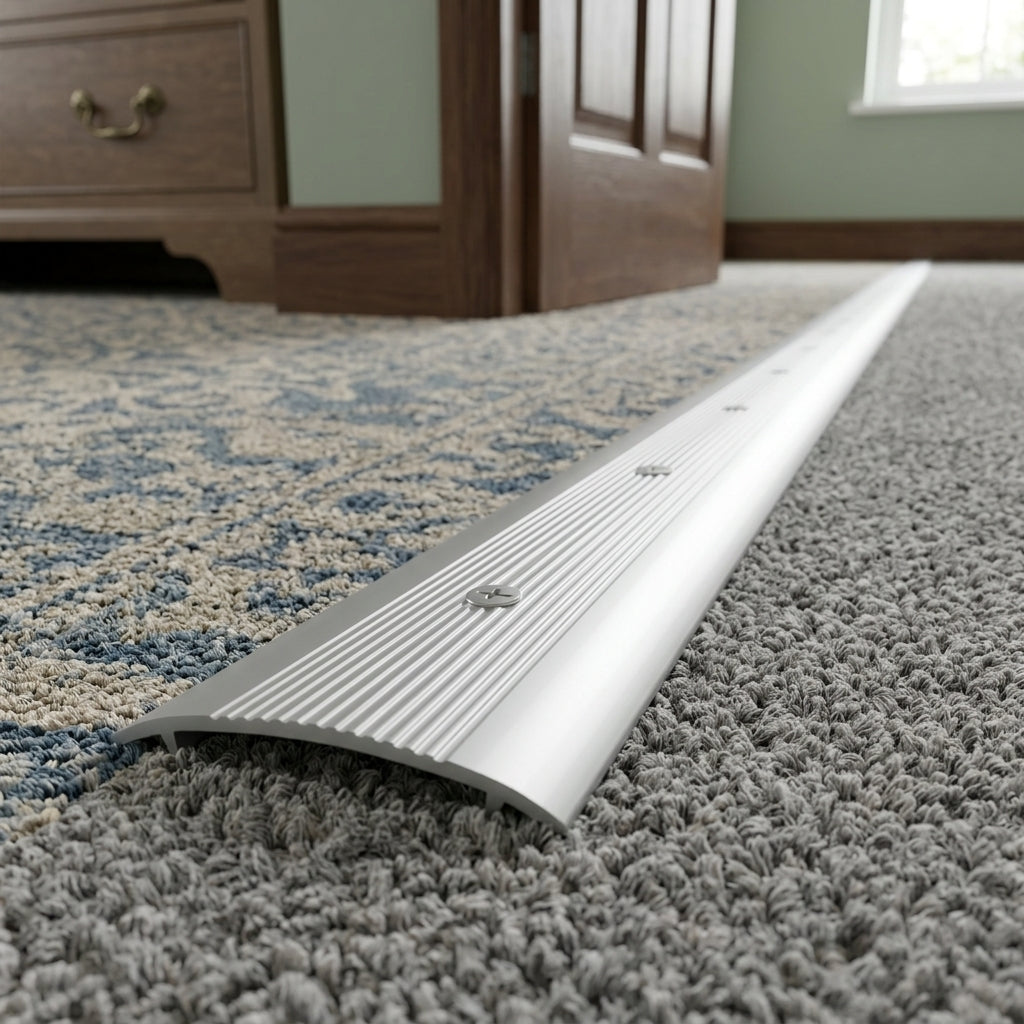 Aluminium Carpet Edge Strip in Silver - Pack of 5, 2.7m Each