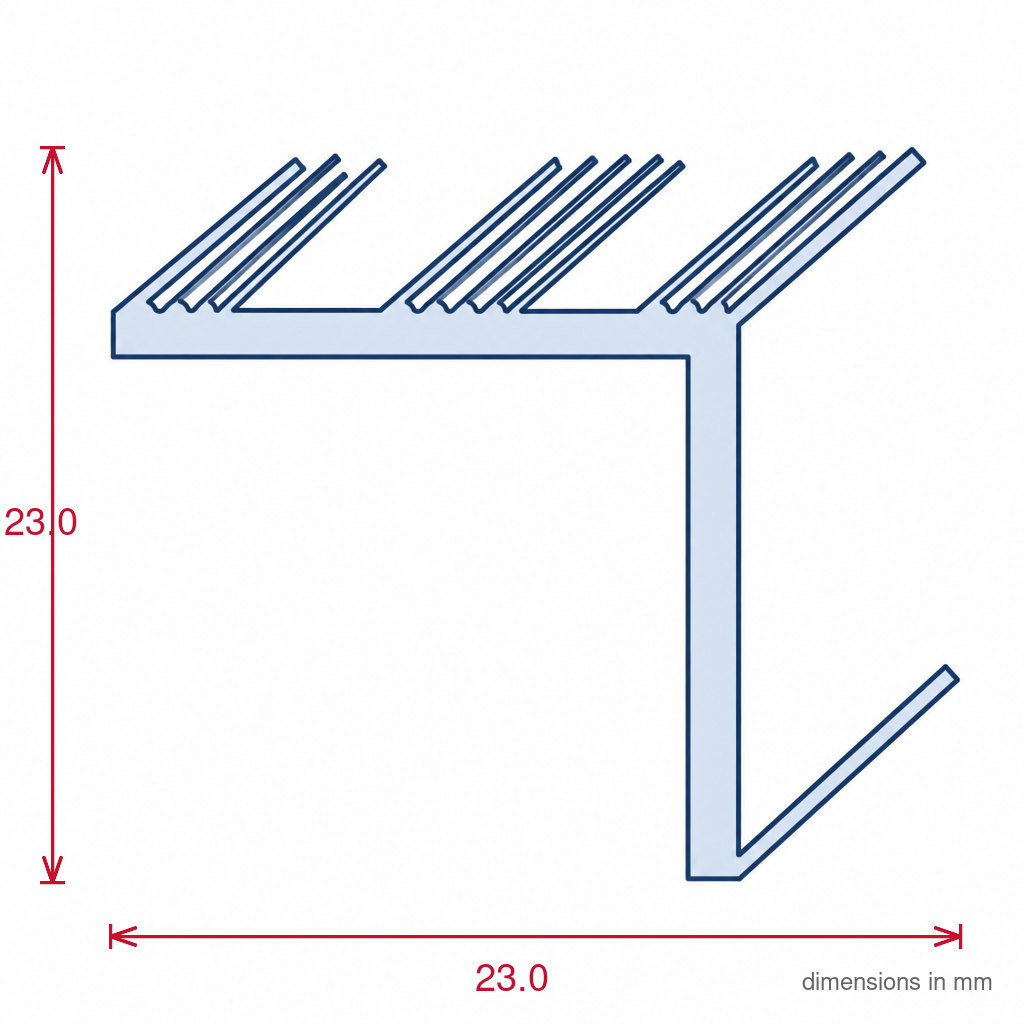 Silver Aluminium Matwell Angle 0.895m - 5 x 0.895m Lengths