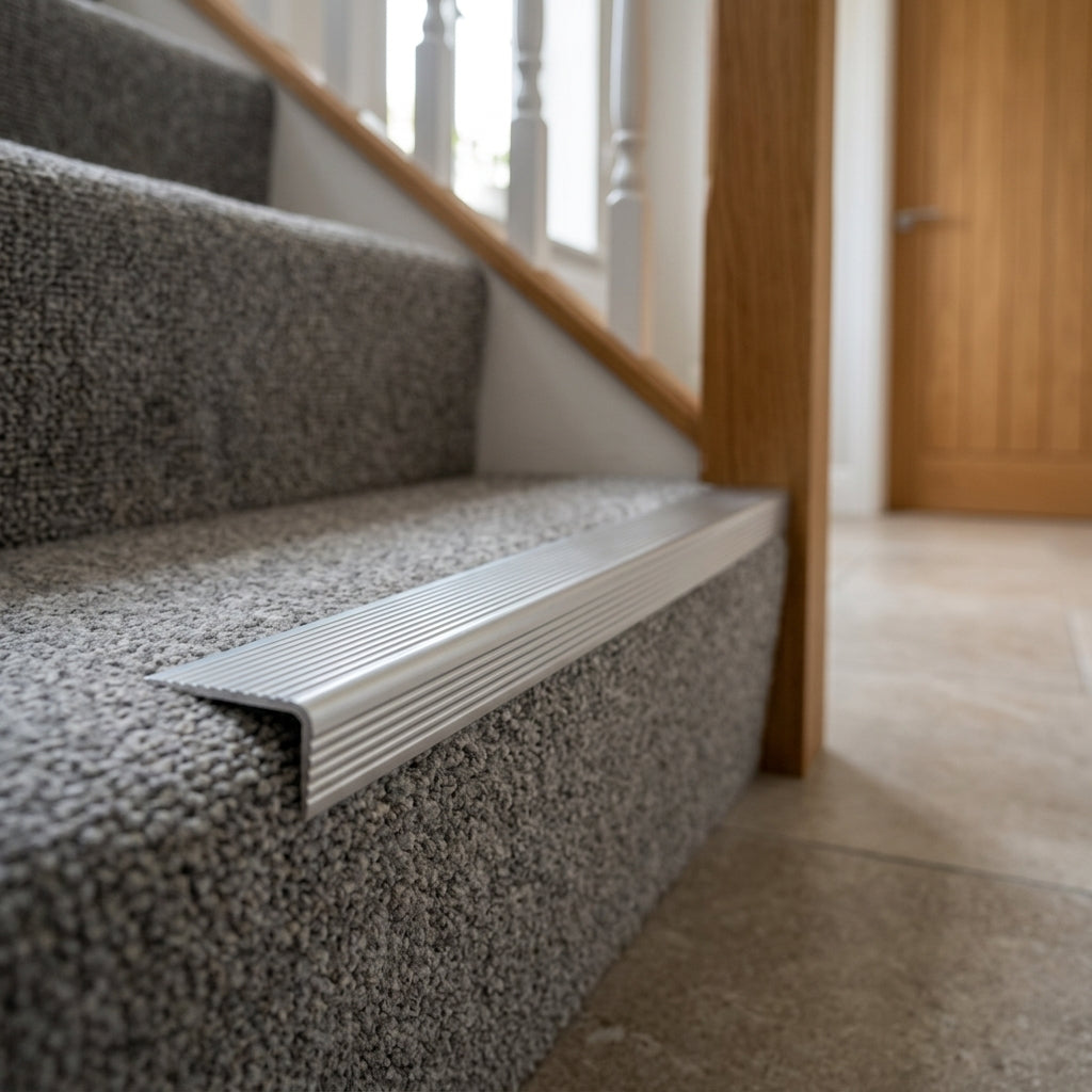 5mm Silver Aluminium Stair Nosing - 5 x 0.895m Lengths