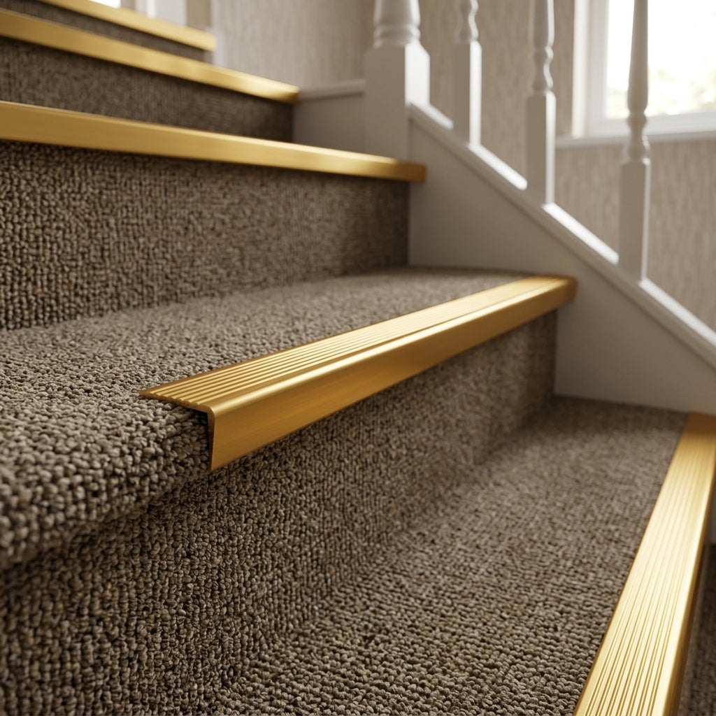 Gold Aluminium Stair Nosing - 5 x 2.7m Lengths