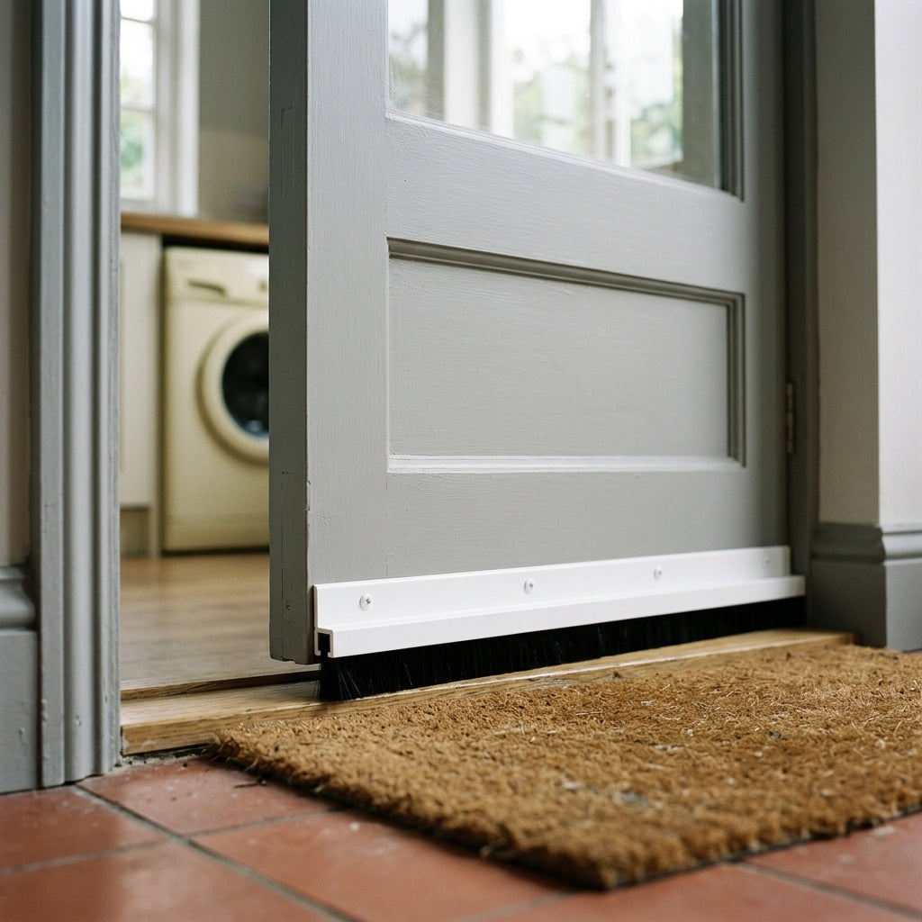 20mm White Brush Door Bottom Excluder - 25 x 0.914m Lengths