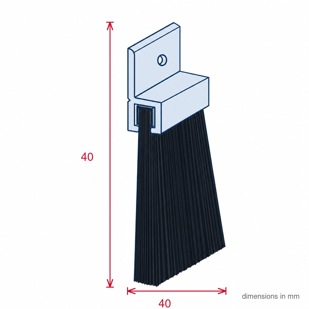 40mm Garage Door Brush Seal Nut Brown - Pack of 3, 2.1m Each