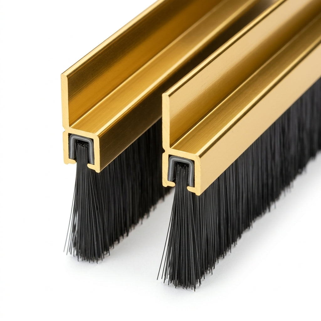 Gold Aluminium Brush Seal for Garage Doors - 40mm x 3 x 2.1m Lengths