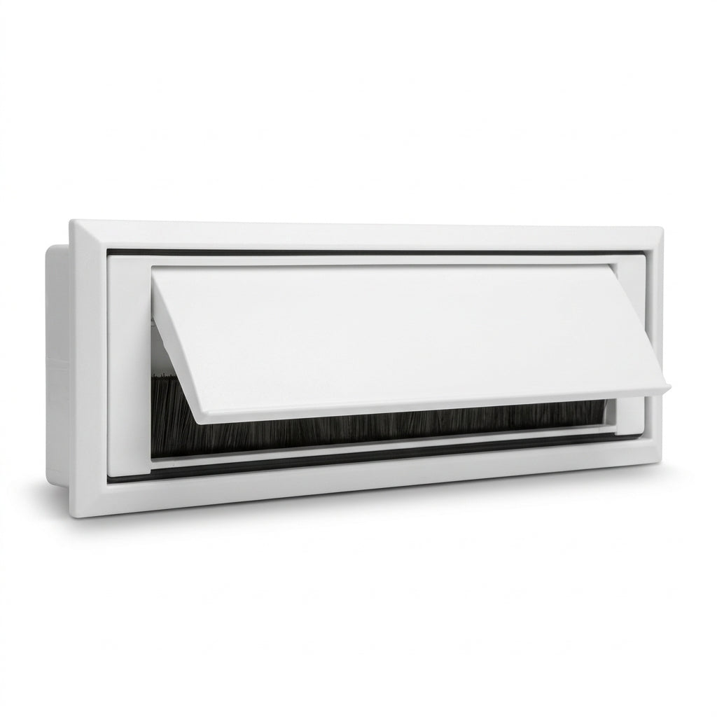 White Flap/Brush Letterbox 275 x 40mm - Pack of 6