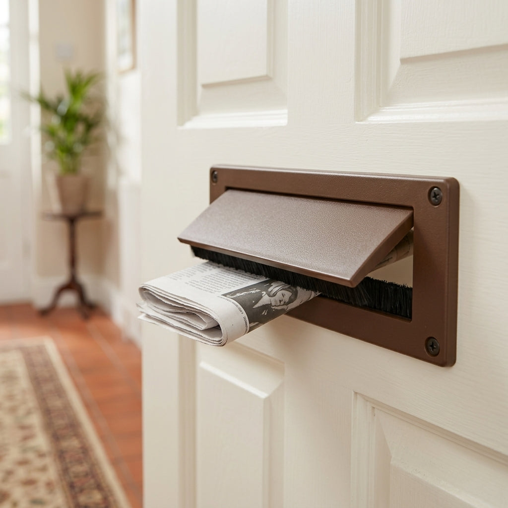 Brown Flap/Brush Letterbox 275 x 40mm - Pack of 6