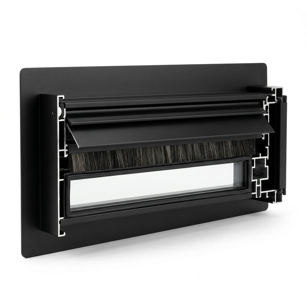 Black Deluxe Flap/Brush Draught Excluder 250 x 40mm - Pack of 3