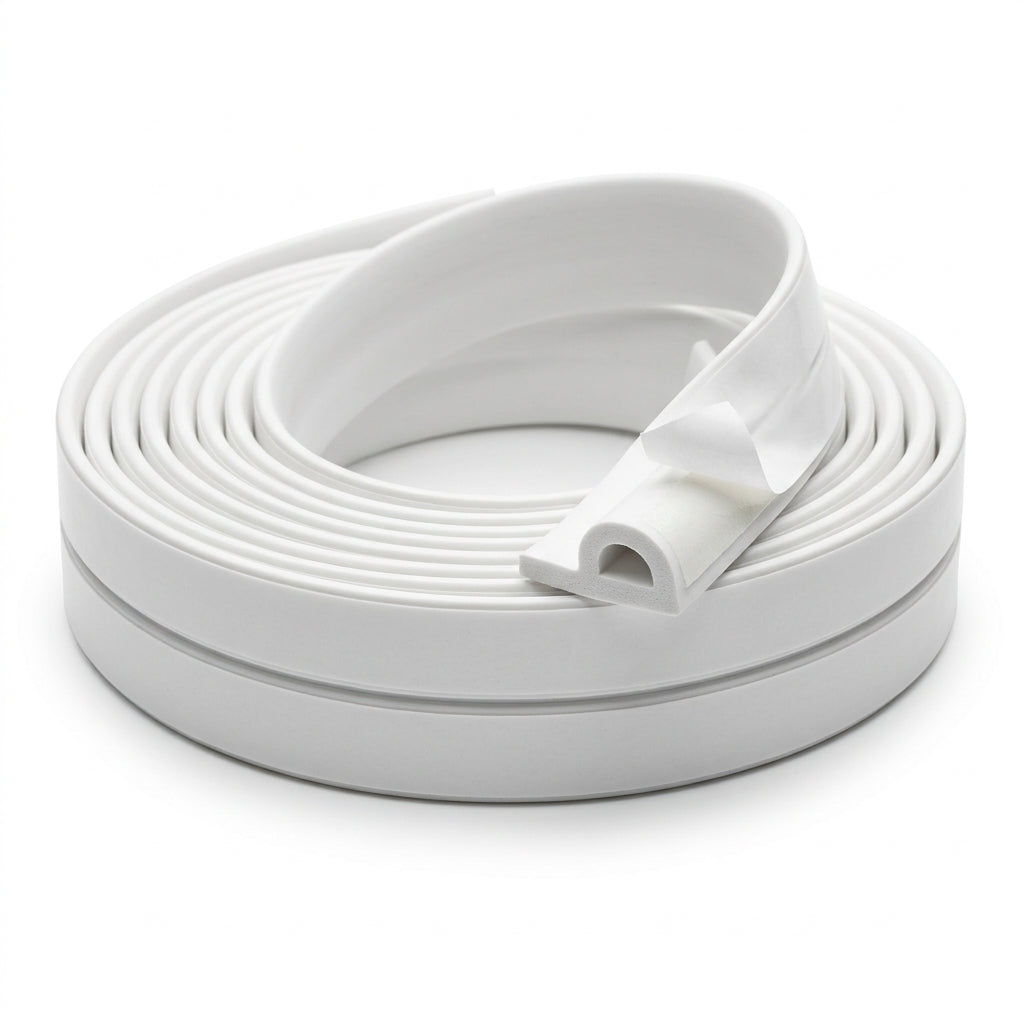 EPDM Draught Excluder P Strip Rolls White 9mm x 5m - 10 x 5m Lengths