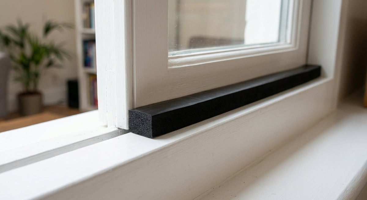 20mm Black Vinyl Foam Draught Excluder - 20 x 5m Lengths