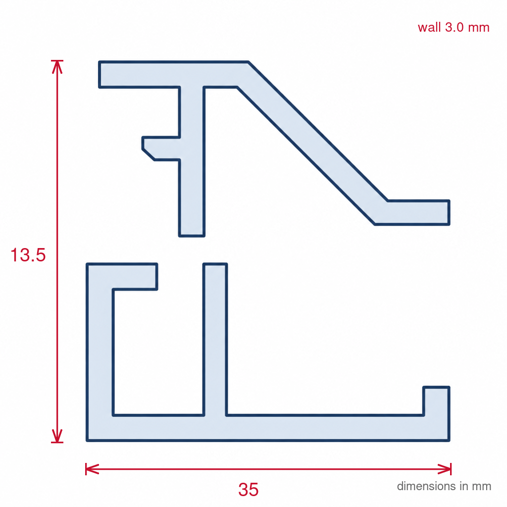 2mm White Secondary Glazing Profile - 10 x 1.22m Lengths