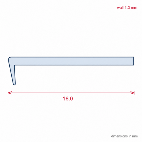 16mm Lipped Plastic Edging Black - 16 x 1.83m Lengths