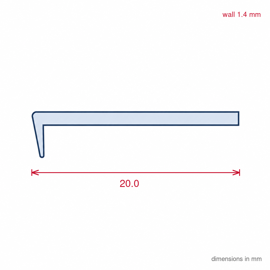 White Lipped Edging for Worktops - 20mm x 16 x 1.83m Lengths