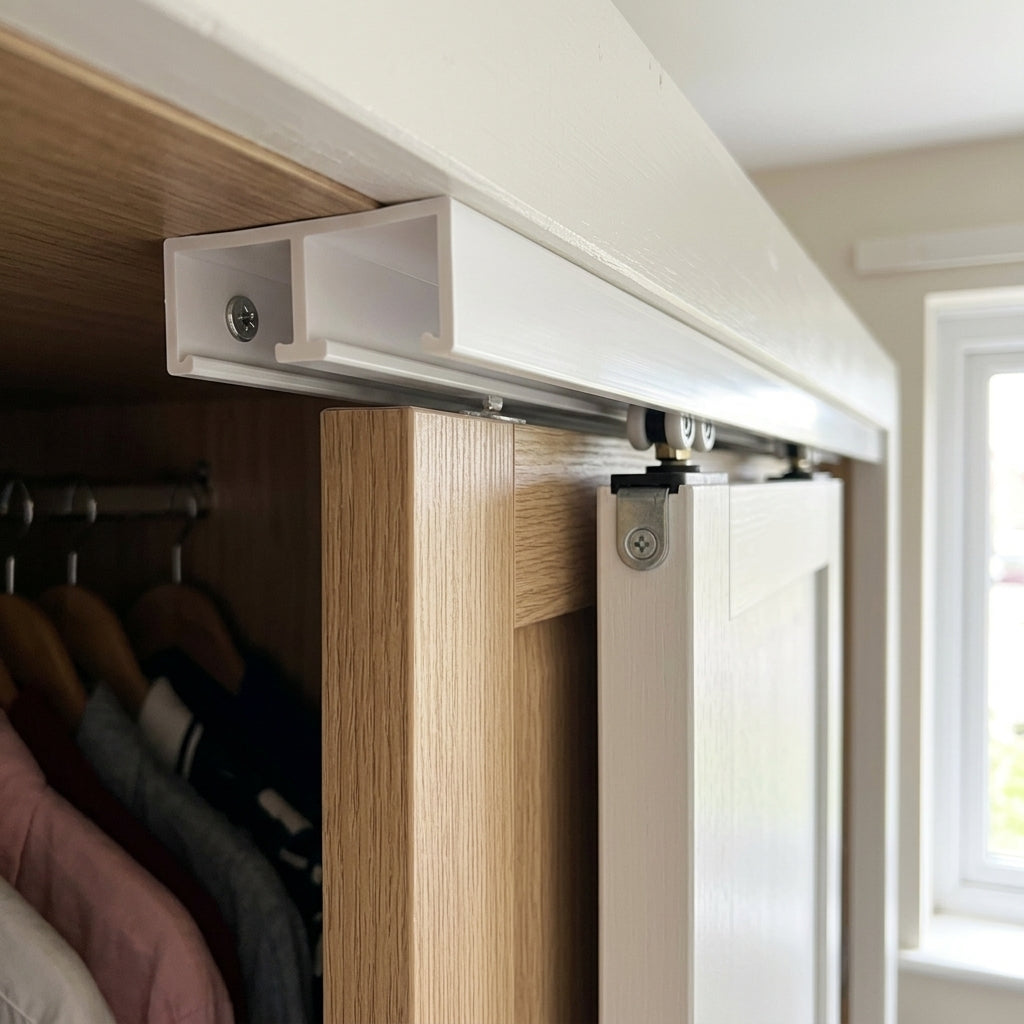 Sliding Wardrobe Door Track - 17.5mm White - 6 x 2.44m Lengths