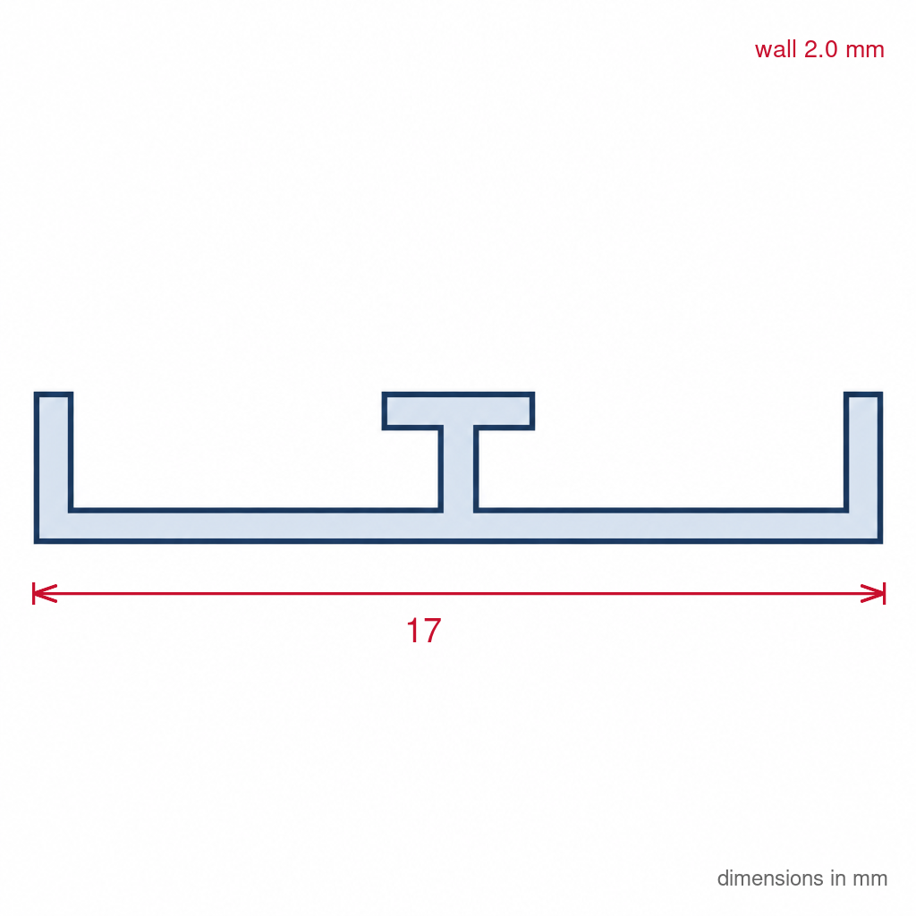 17.5mm Plastic Bottom Track White - 6 x 2.44m Lengths