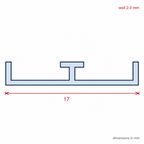 17.5mm Plastic Bottom Track White - 6 x 2.44m Lengths