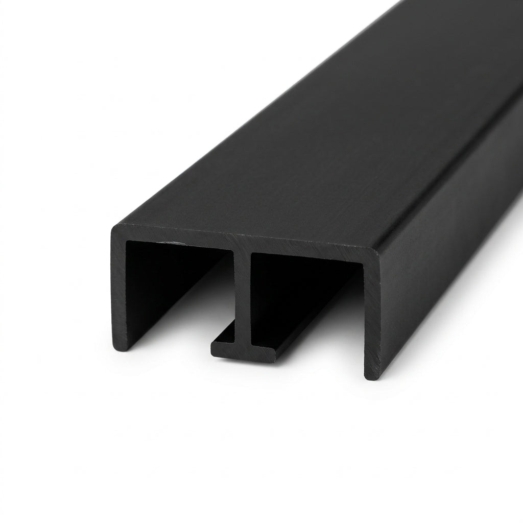 Rigid PVC Sliding Track Black - Pack of 6, 16mm x 2.44m Each