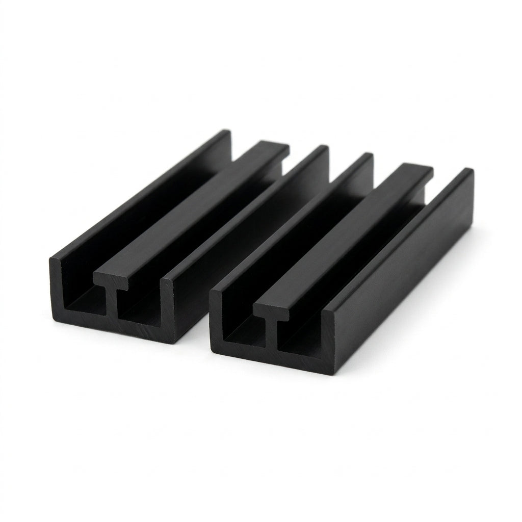 16mm Rigid PVC Black Bottom Track - 6 x 2.44m Lengths for Sliding Doors