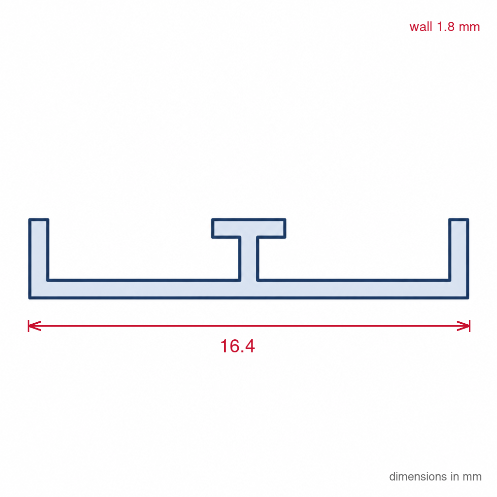 16mm Plastic Bottom Track White - 6 x 2.44m Lengths