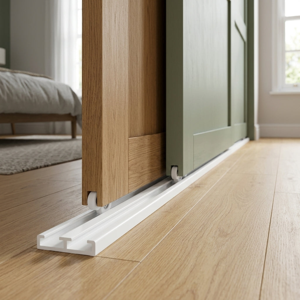 16mm Plastic Bottom Track White - 6 x 2.44m Lengths