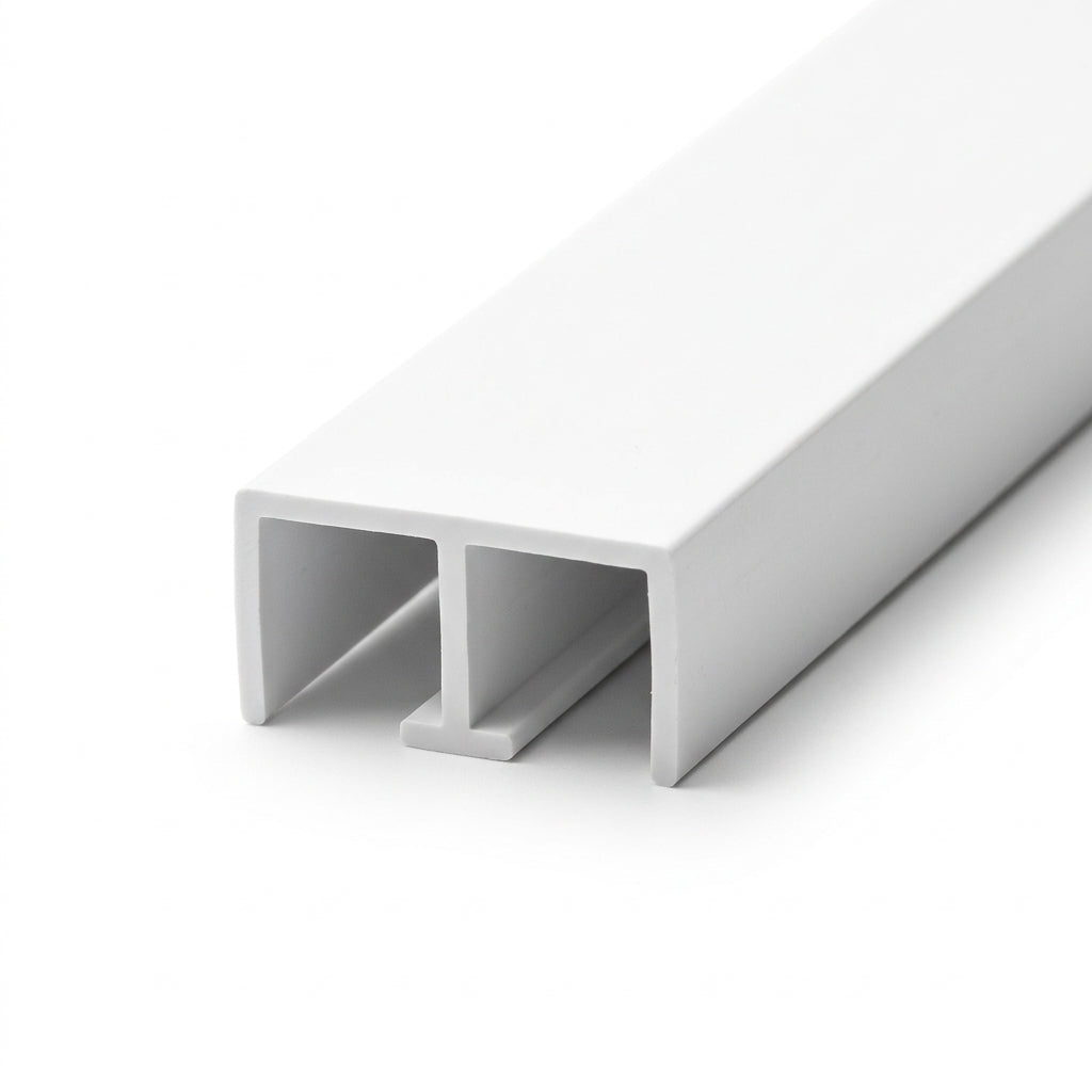 Plastic Double Track T Centre Leg - 12.5mm White - Pack of 12, 2.44m Each