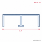Plastic Double Track T Centre Leg - 12.5mm White - Pack of 12, 2.44m Each