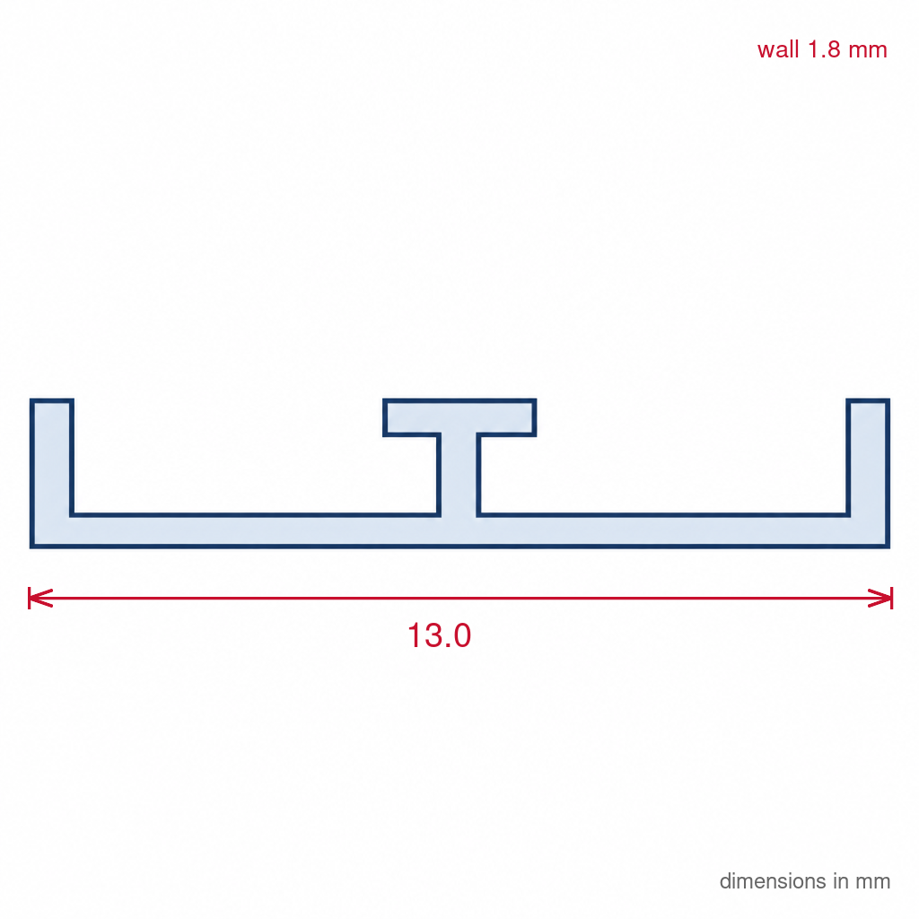 Sliding Door Track - 12.5mm White PVC, Pack of 12 x 2.44m Lengths