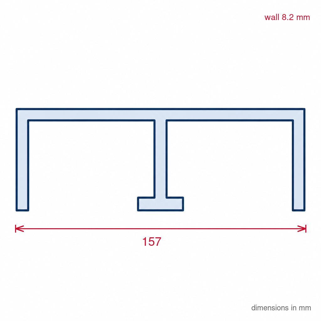 8mm Plastic Double Track with Centre Leg White - 12 x 2.44m Lengths