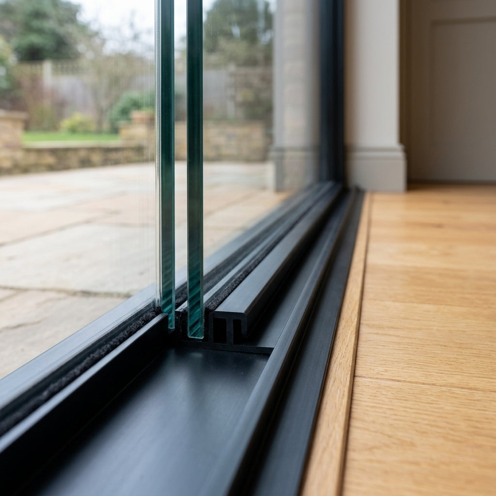 Black Plastic Bottom Rail – 8mm x 12 x 2.44m Lengths
