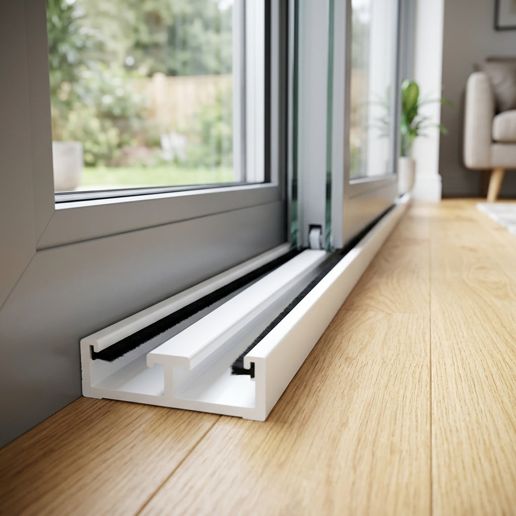 White 8mm Plastic Double Track Centre Leg - 12 x 2.44m Lengths