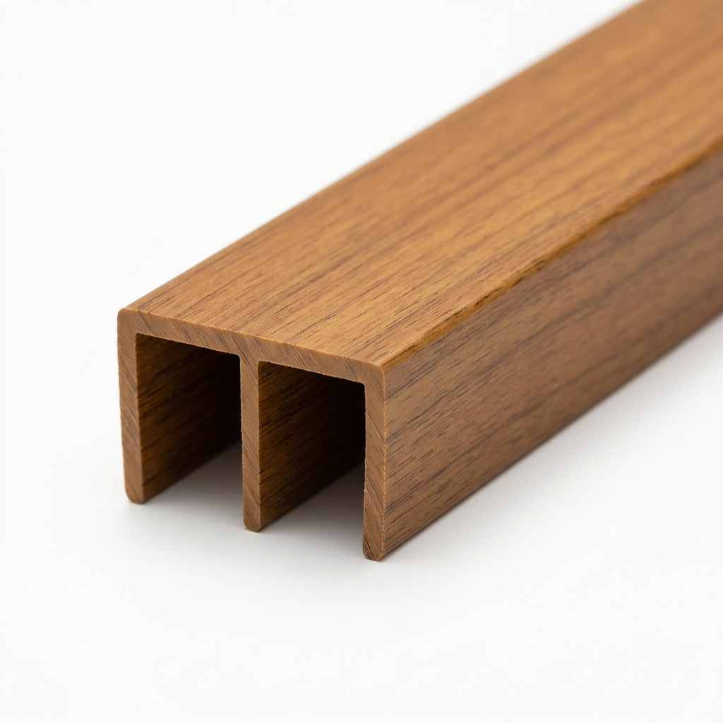 6mm Plastic Double Channel Top Track Teak - 12 x 2.44m Lengths