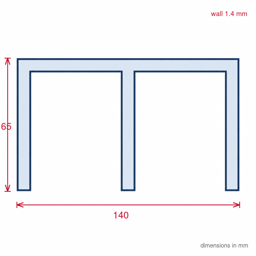 6mm Plastic Double Channel Top Track Teak - 12 x 2.44m Lengths