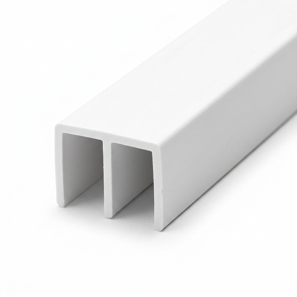 White PVC Double Channel Track 6mm - Pack of 12, 2.44m Lengths