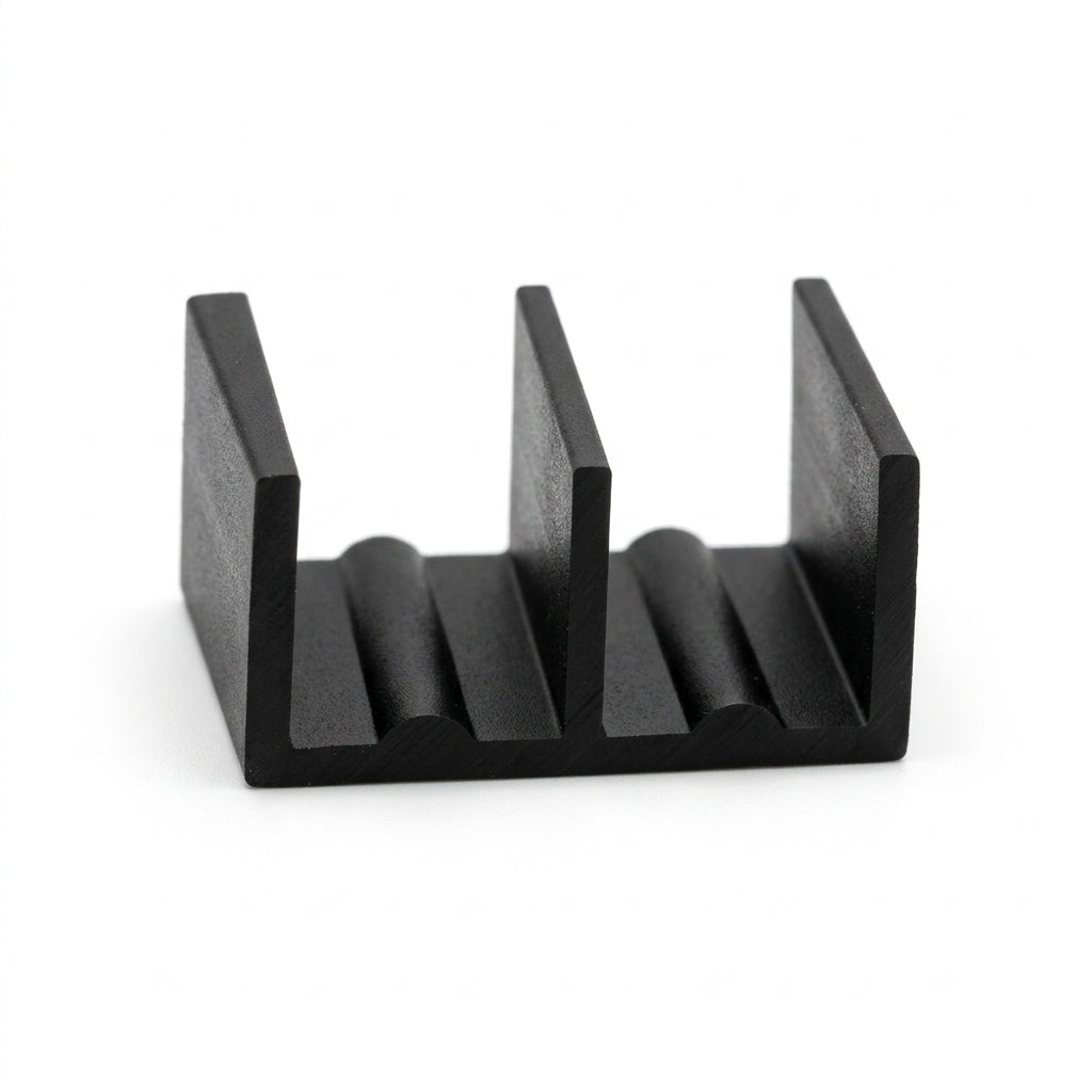 Black PVC Double Channel Track 6mm - Pack of 1, 12 x 2.44m Lengths
