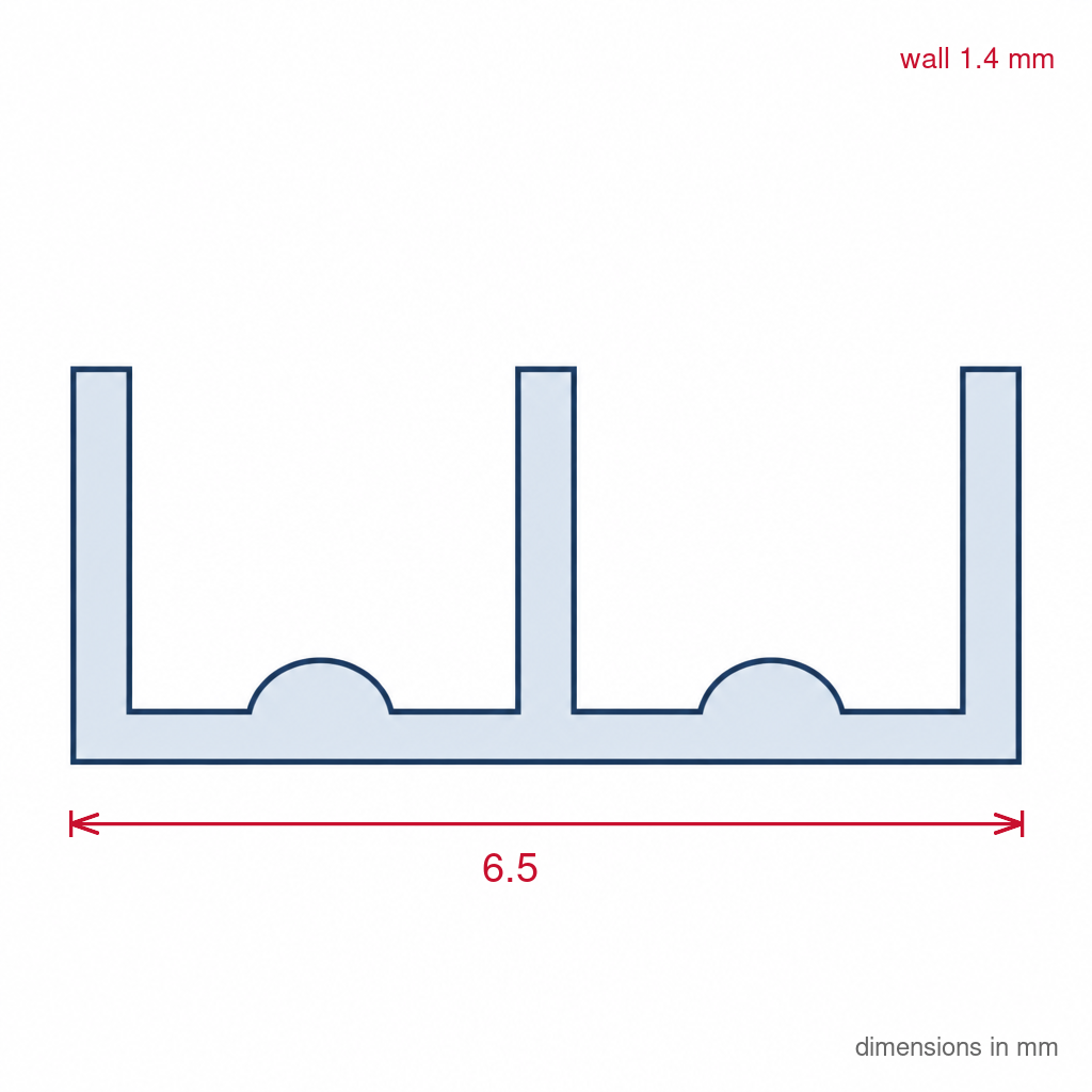 Teak PVC Double Channel Track - 6mm, 12 x 2.44m Lengths
