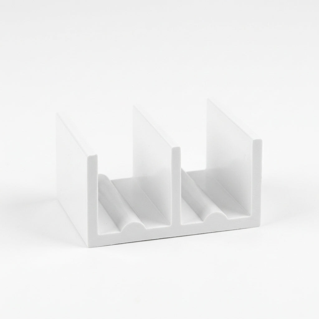 White PVC Double Channel Track - 6mm x 12 x 2.44m Lengths