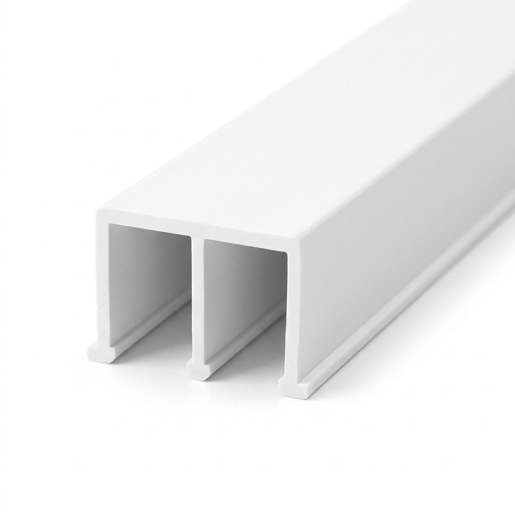 White 4mm PVC Double Channel Track - 12 x 2.44m Lengths