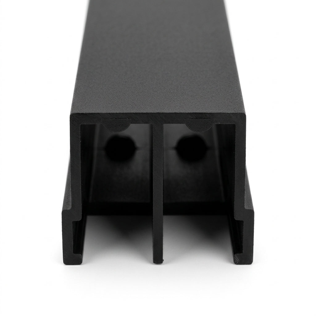 Double Channel PVC Track - 4mm Black - 12 x 2.44m Lengths
