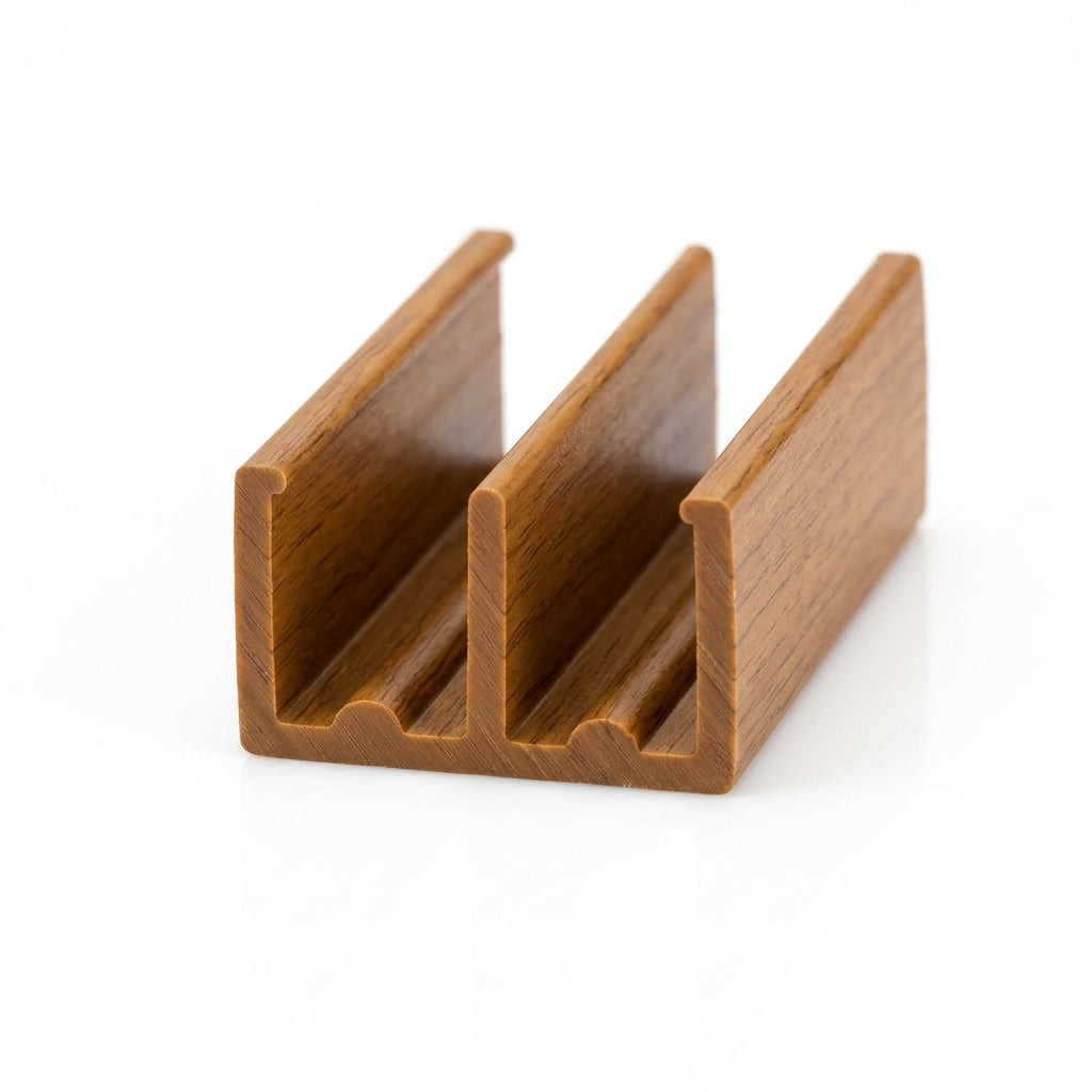 Teak Double Channel PVC Plastic Track - 4mm, 12 x 2.44m Lengths