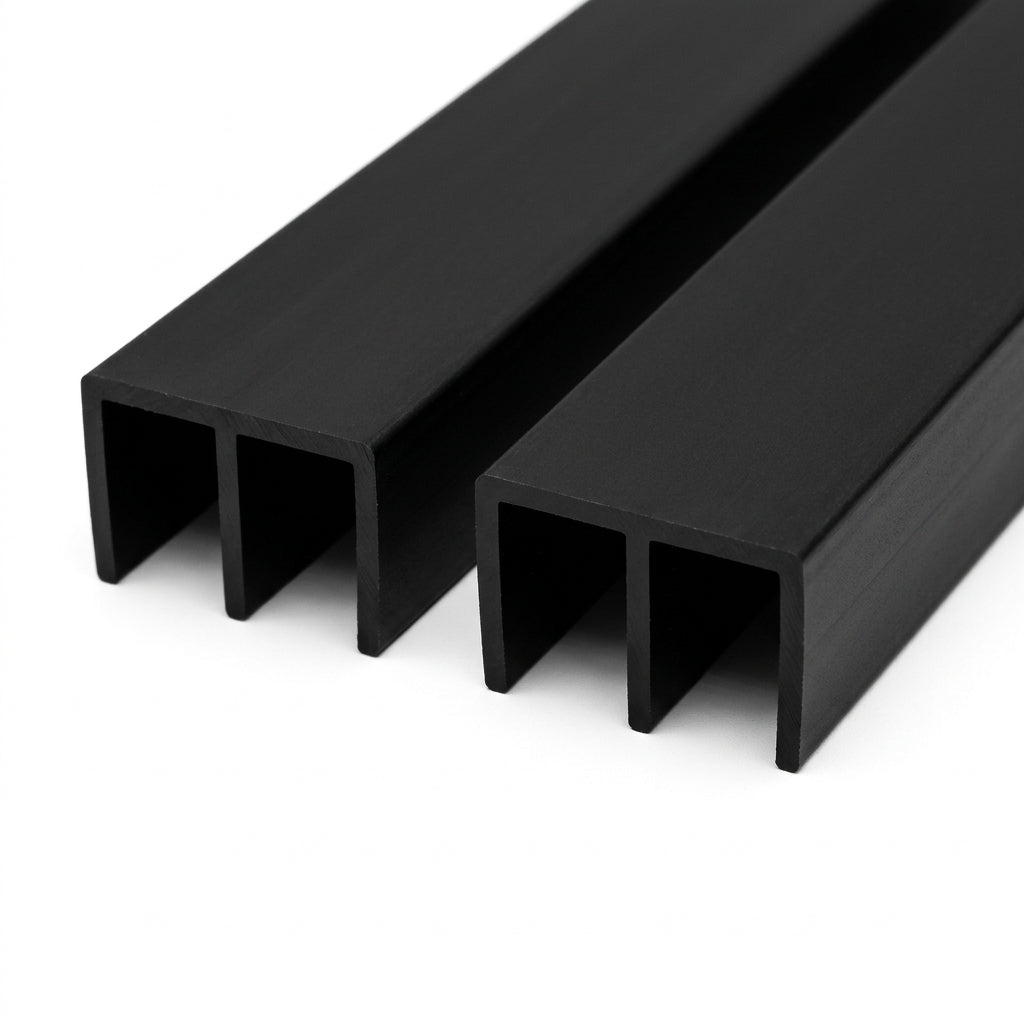 Black 3.5mm PVC Plastic Double Channel - 12 x 2.44m Lengths
