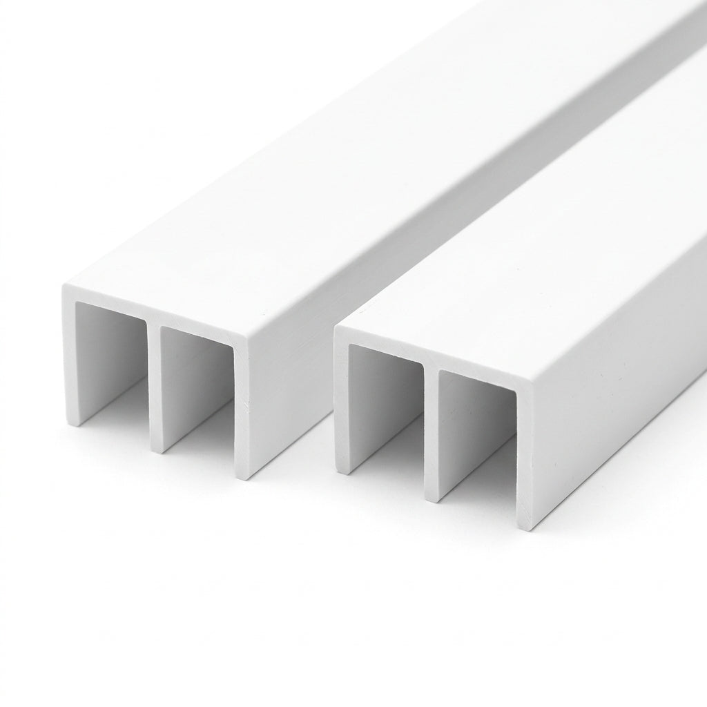 3.5mm Plastic Double Channel Top Track White - 12 x 2.44m Lengths
