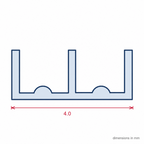3.5mm Black PVC Plastic Double Channel Track - 12 x 2.44m Lengths