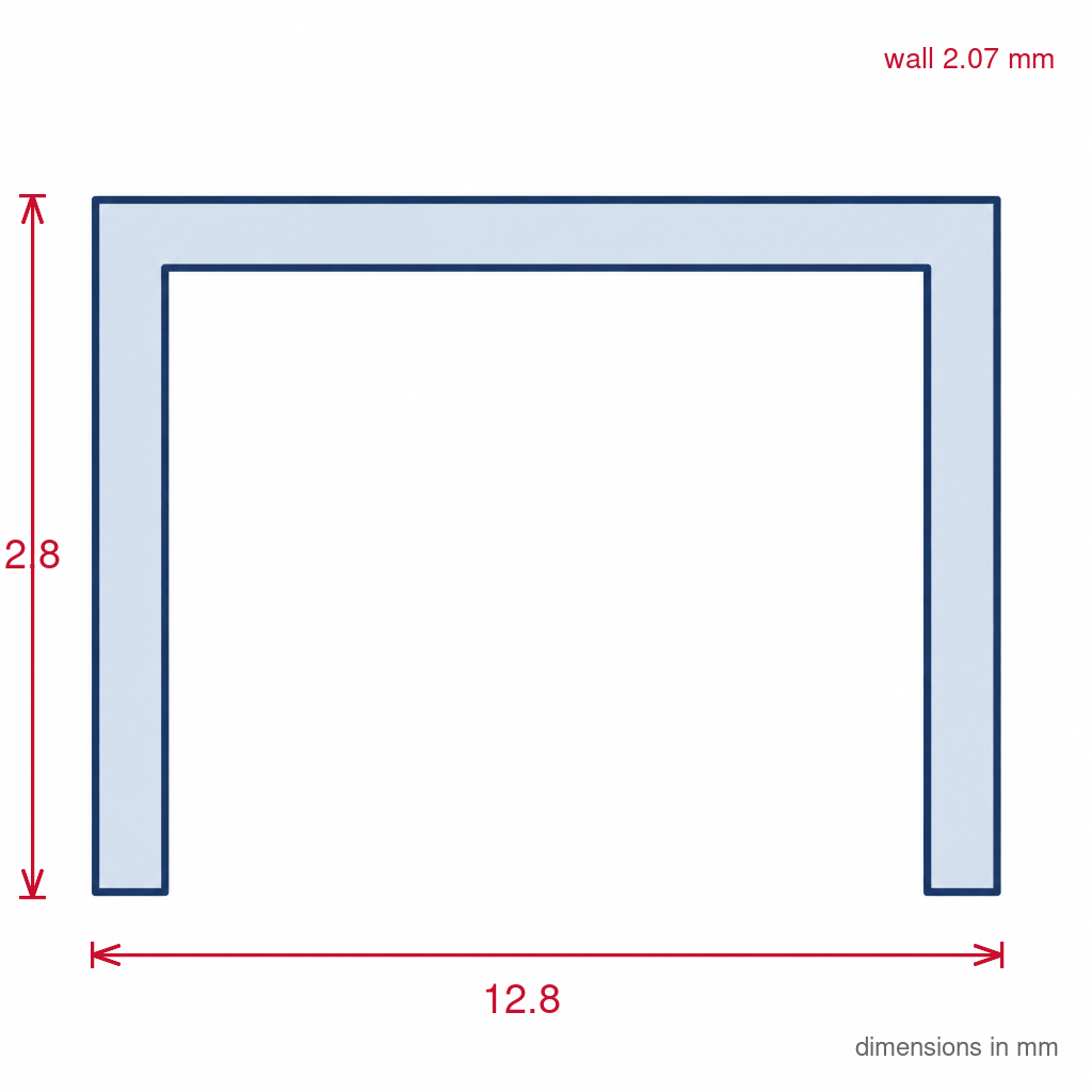 12.5mm Plastic Single Sliding Track Black - Pack of 12, 2.44m Each