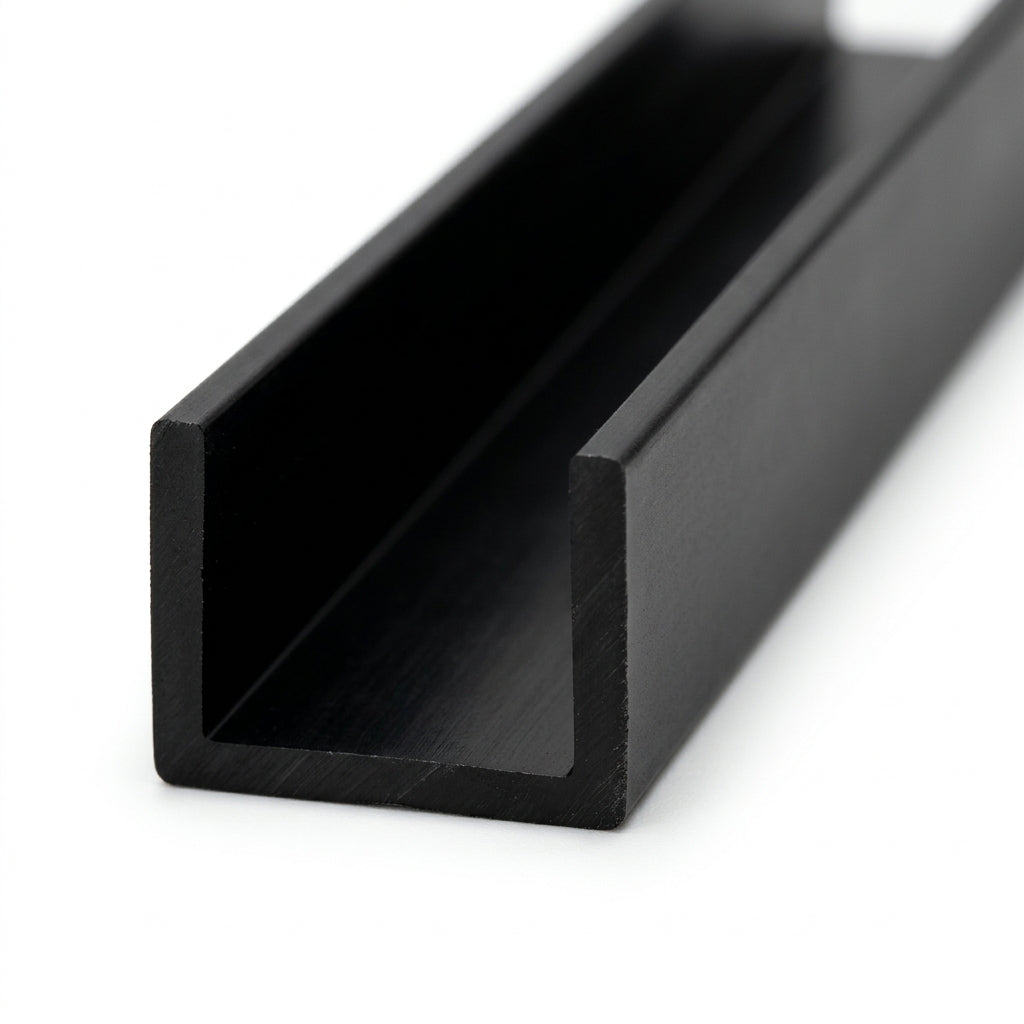 Sliding Track - 12.5mm Black Rigid PVC - Pack of 12, 2.44m Each