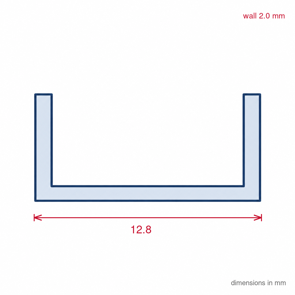 Sliding Track - 12.5mm Black Rigid PVC - Pack of 12, 2.44m Each