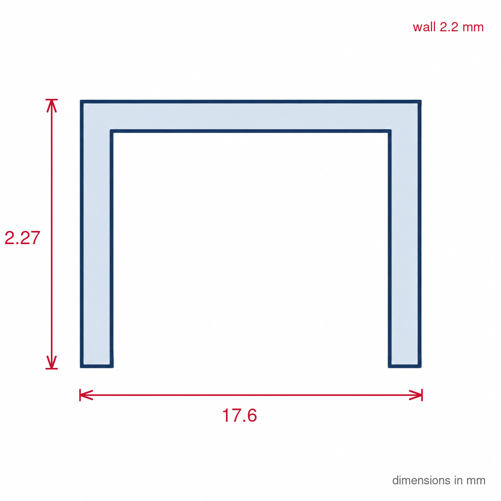 White 17.5mm Rigid PVC Single Sliding Track - Pack of 12, 2.44m Each