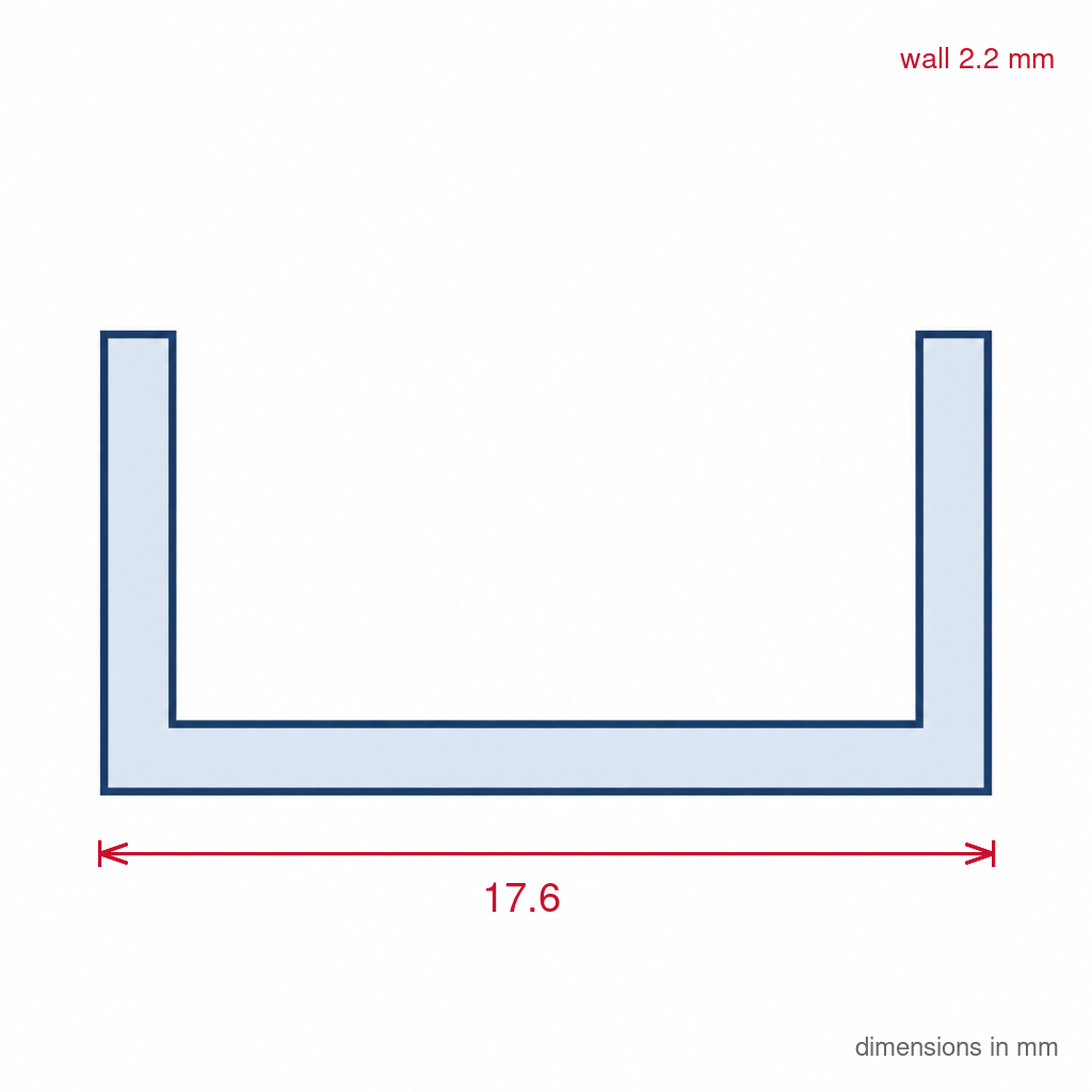 Sliding Track - 17.5mm Black PVC, Pack of 12, 2.44m Each
