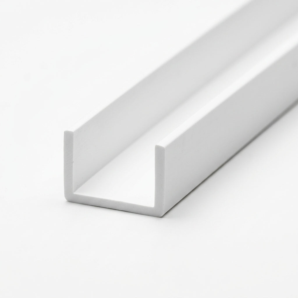 White Rigid PVC Single Sliding Track - 17.5mm, Pack of 12, 2.44m Each
