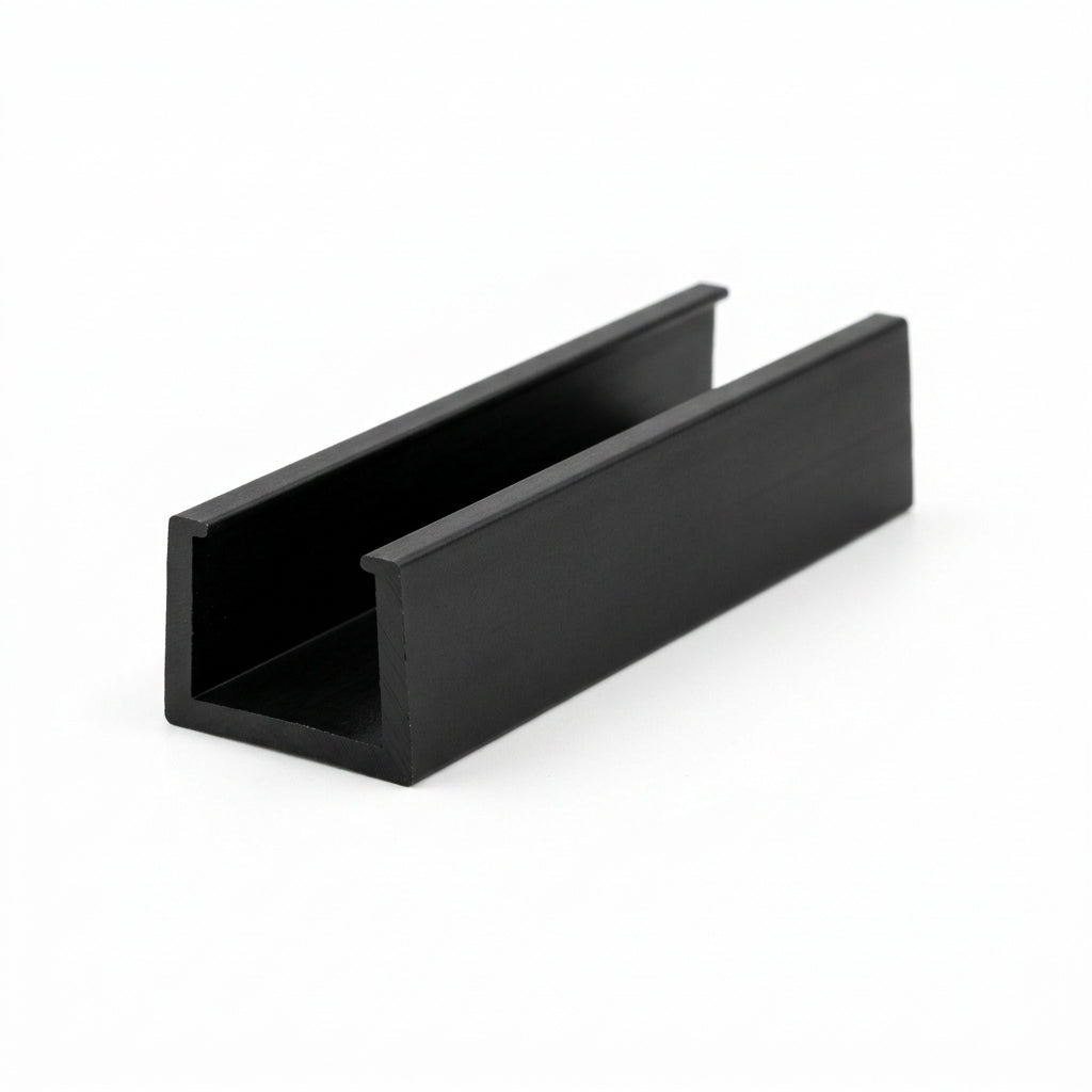 Rigid PVC Black Single Sliding Track - 6mm x 12 x 2.44m Lengths