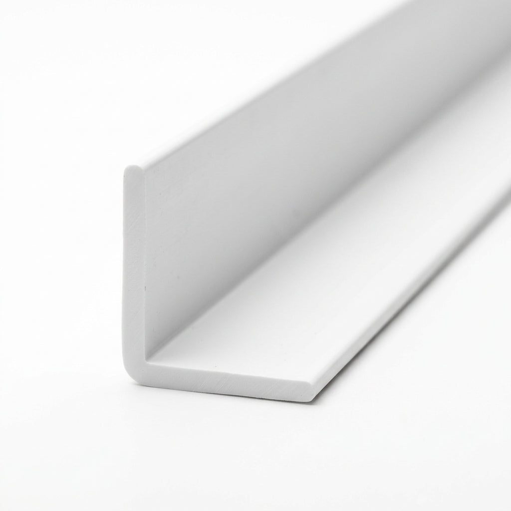 White 18mm PVC Plastic Angle - Pack of 12, 2.44m Each